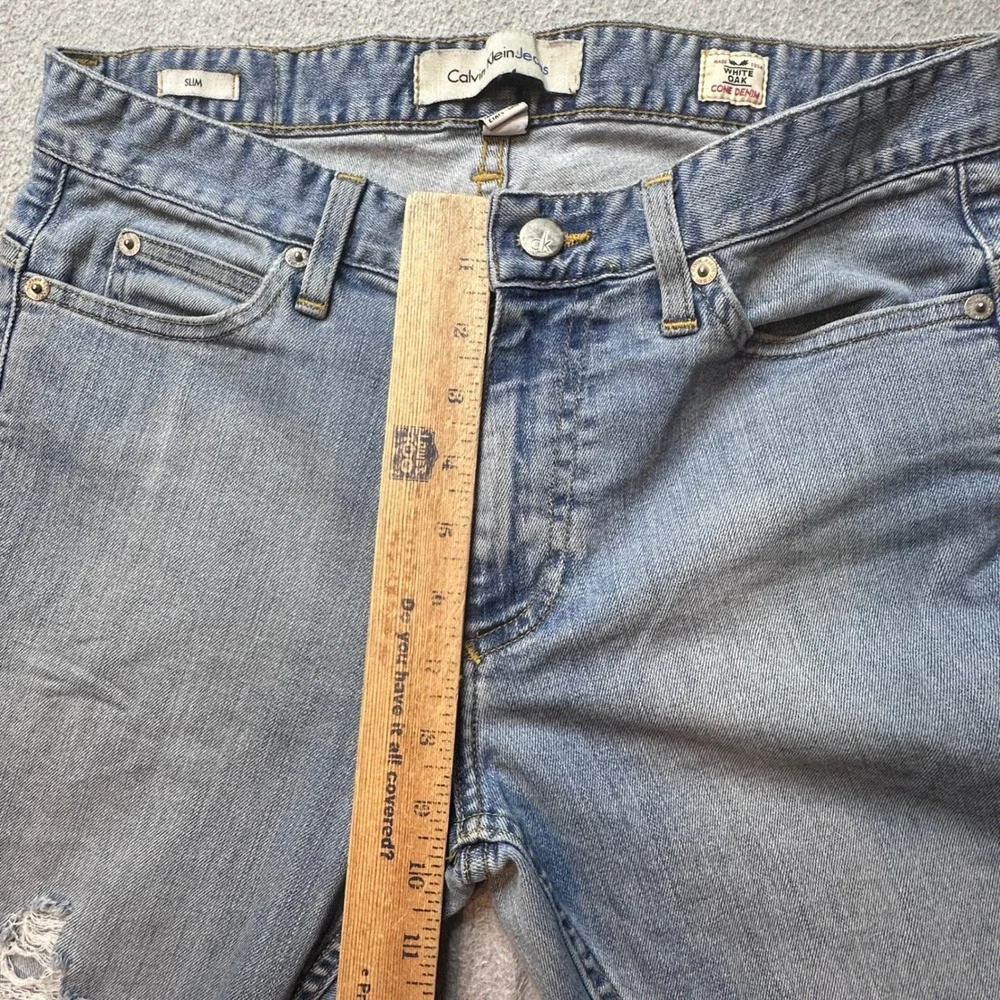 Calvin Klein Jeans Mens 30x32‎ Light Wash Slim White Oak Cone Denim Distressed